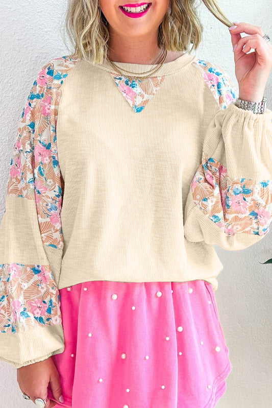 Cream Floral Sleeve Top