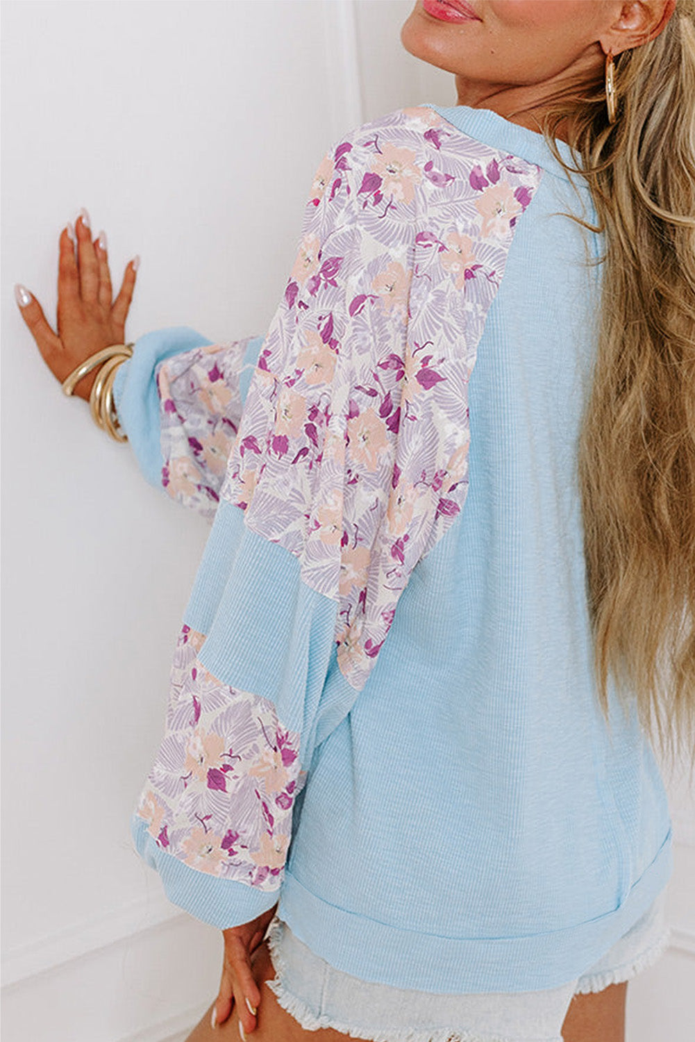 Baby Blue Floral Sleeve Top