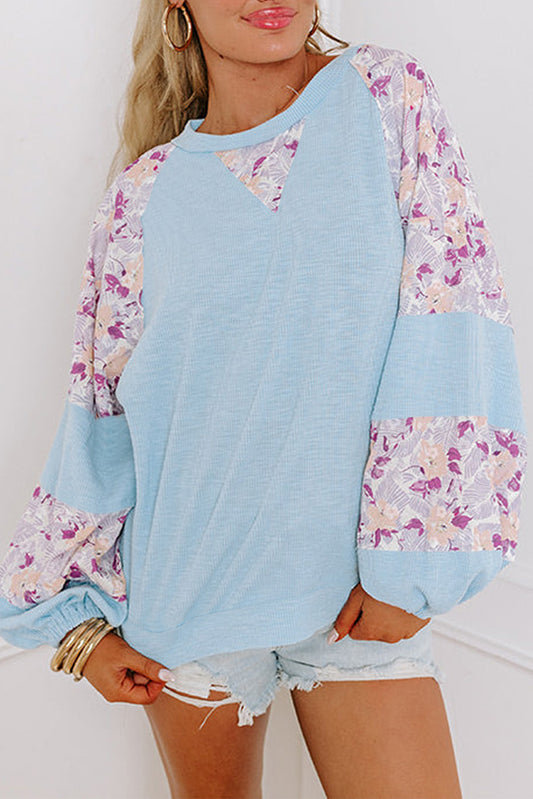 Baby Blue Floral Sleeve Top