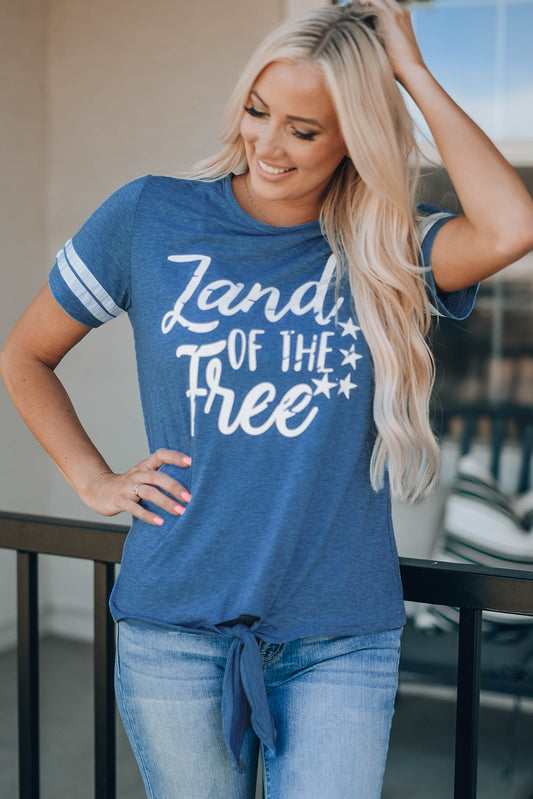Land of the Free Baseball Tie-Front Tee