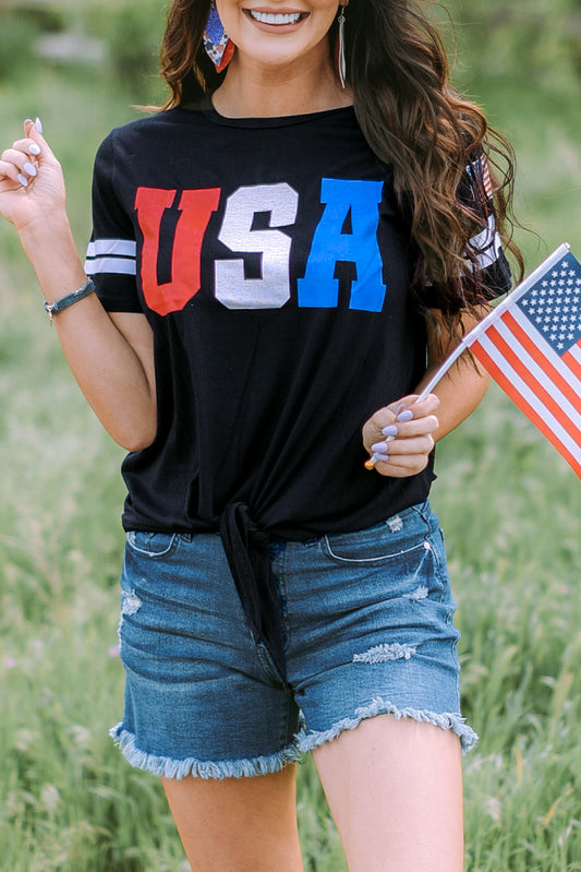 USA Graphic Tie-Front Tee