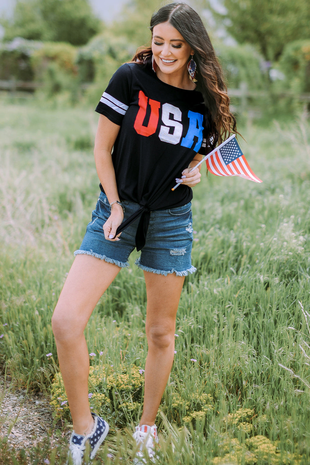 USA Graphic Tie-Front Tee