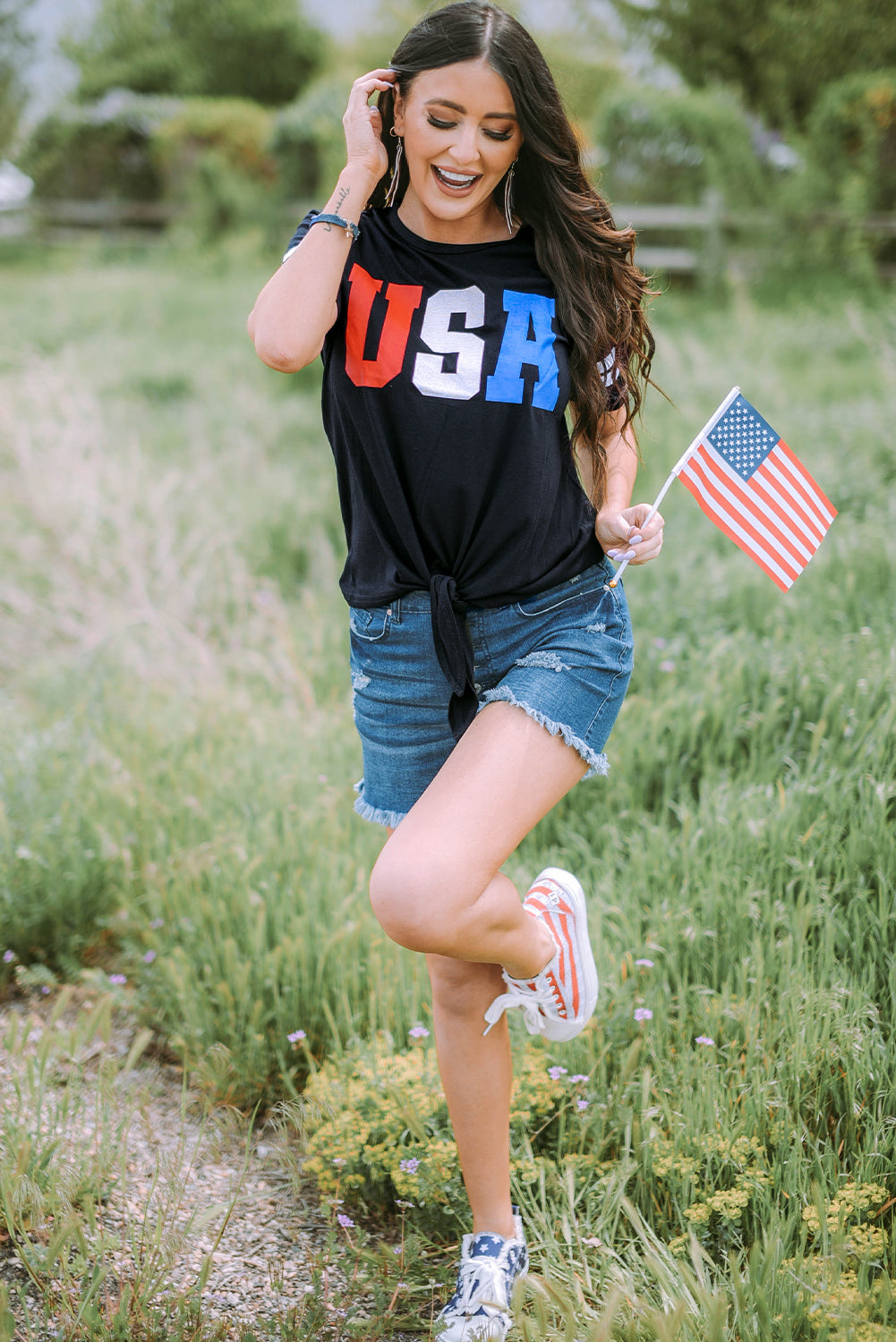 USA Graphic Tie-Front Tee