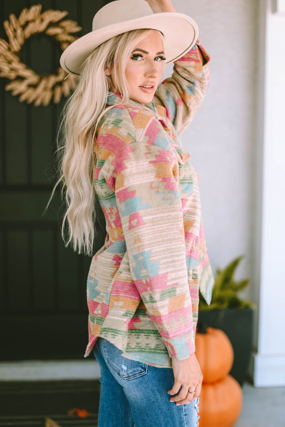 Pastel Western Aztec Shacket