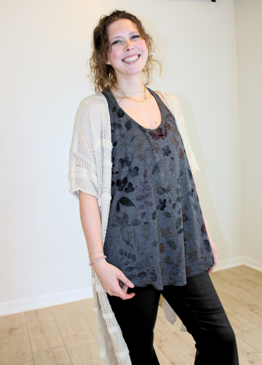 Ultra Soft Wildflower Tank Top in Charcoal