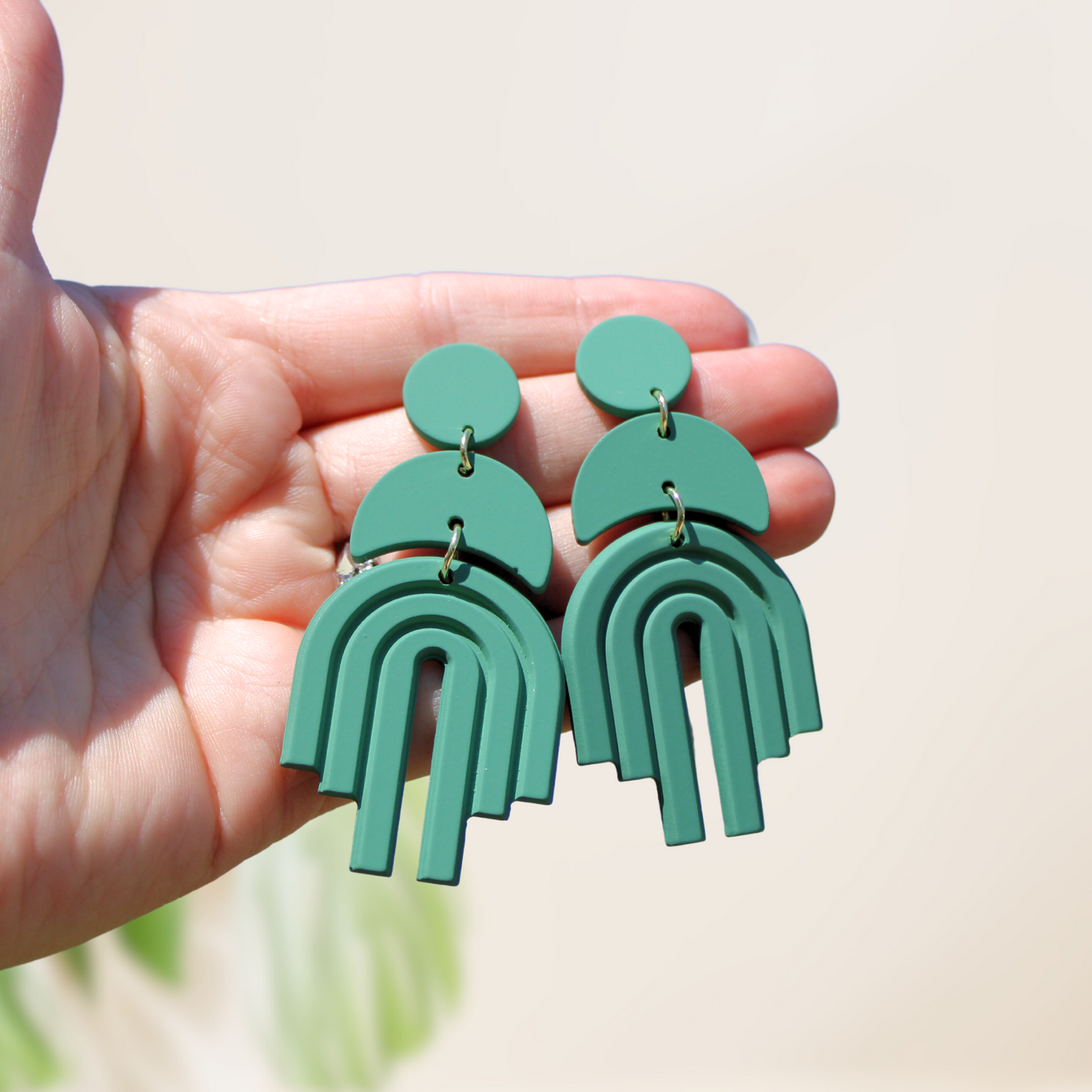 Pine Green Aztec Rainboy Symbol Earrings