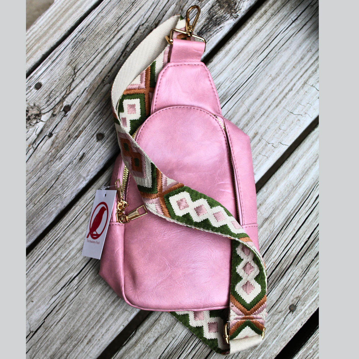 Dark Pink Vegan Leather Sling Bag