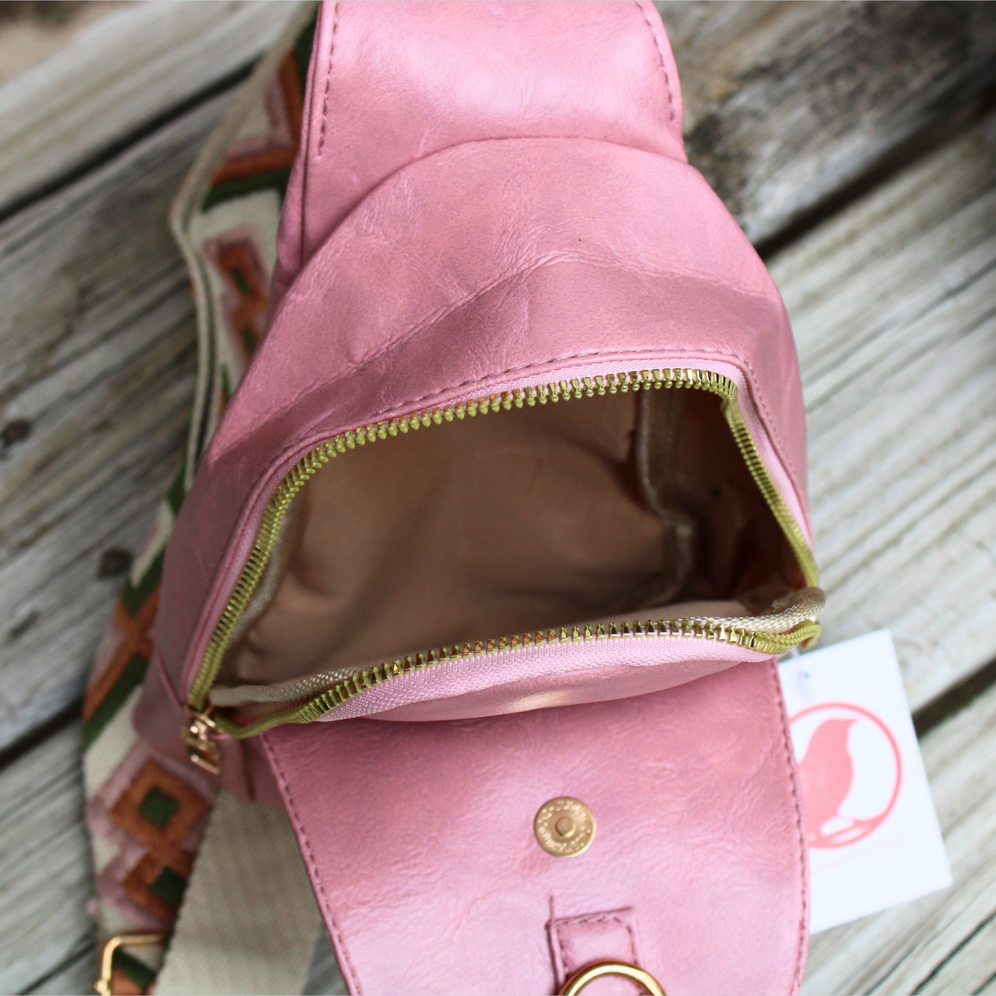 Dark Pink Vegan Leather Sling Bag