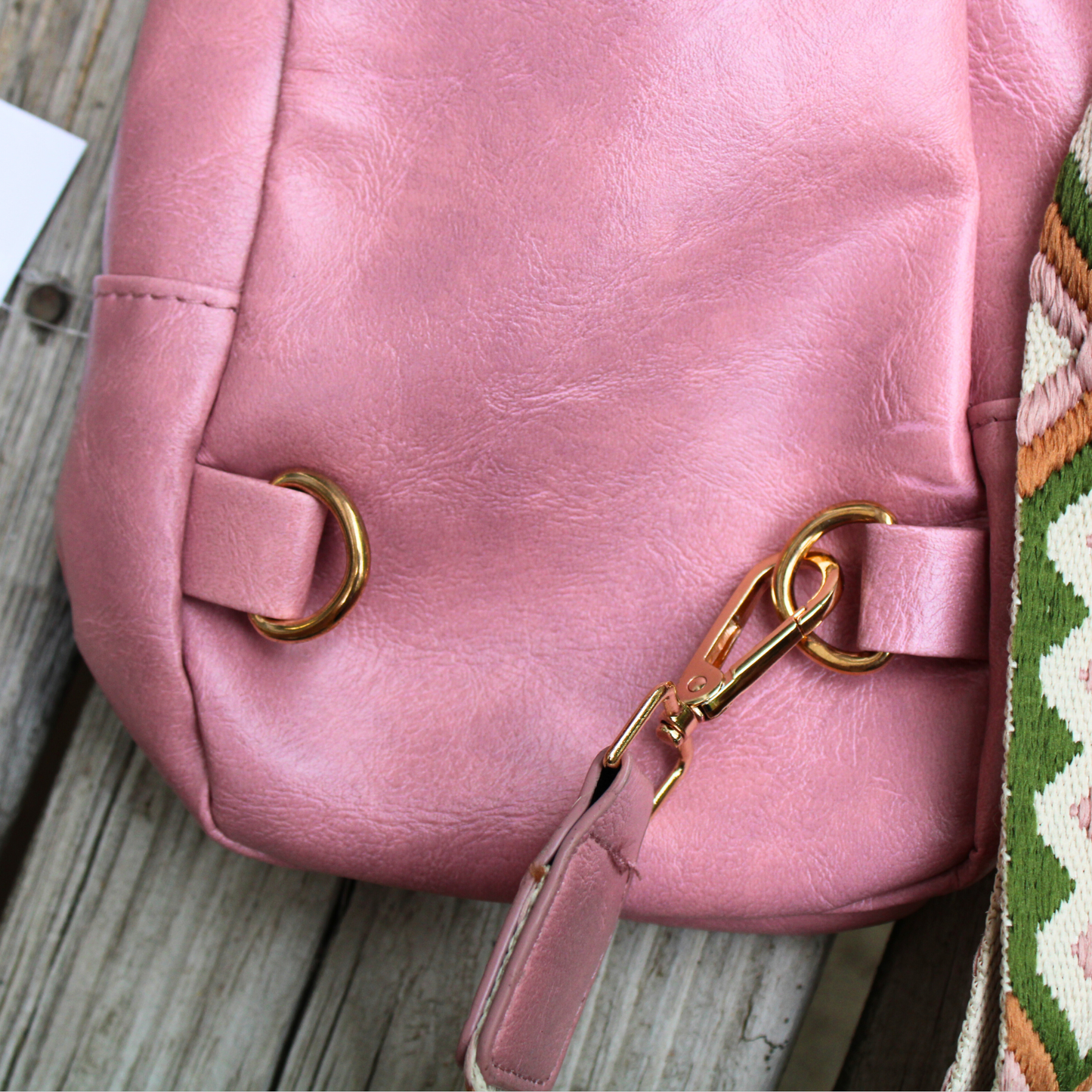 Dark Pink Vegan Leather Sling Bag