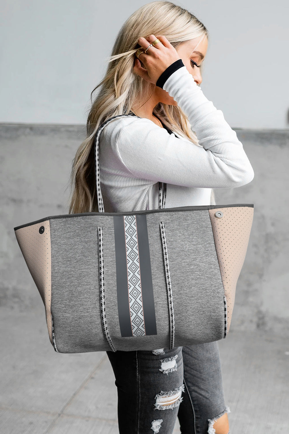 Grey Neoprene Tote Bag