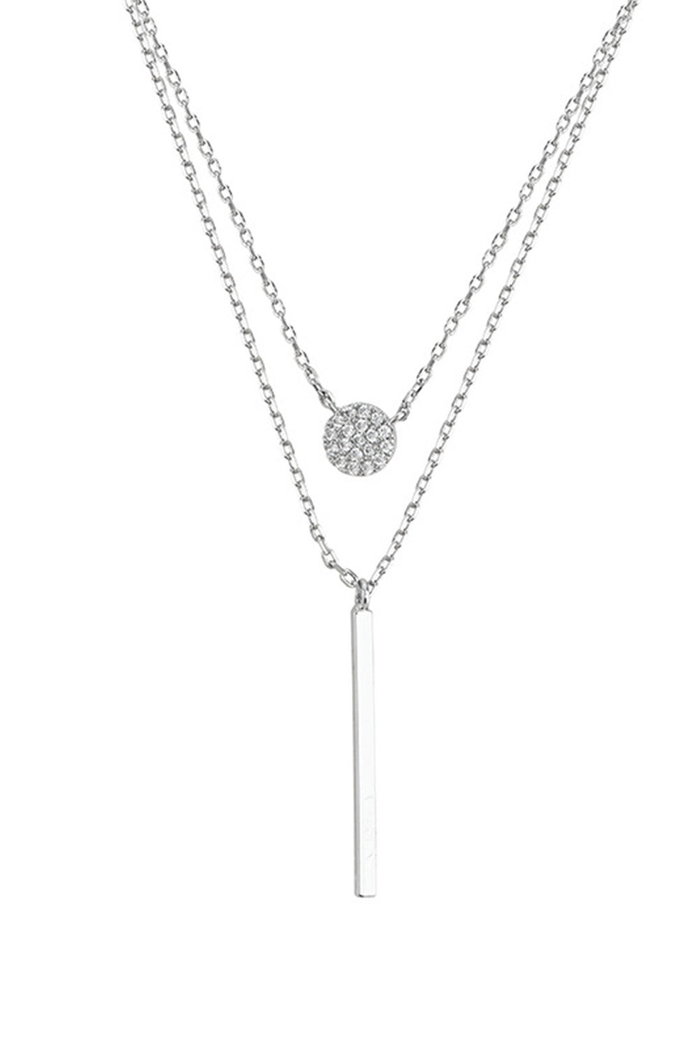 pendant bar and stud layered necklace