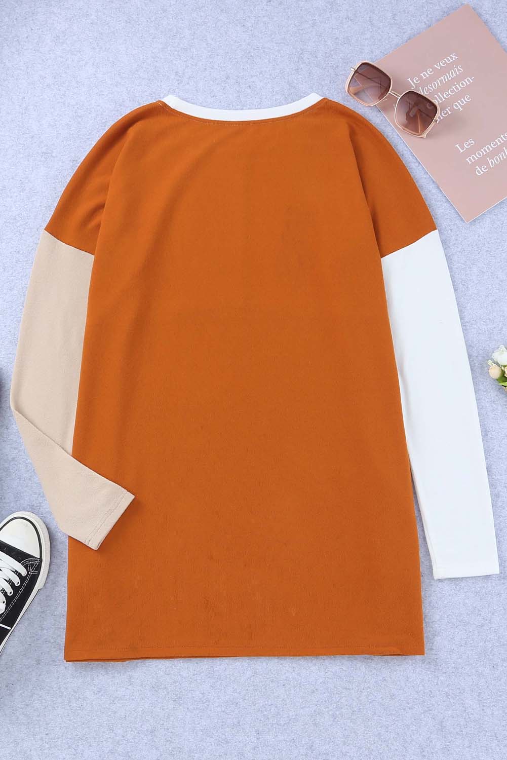 Orange Colorblock Tunic with Pockets