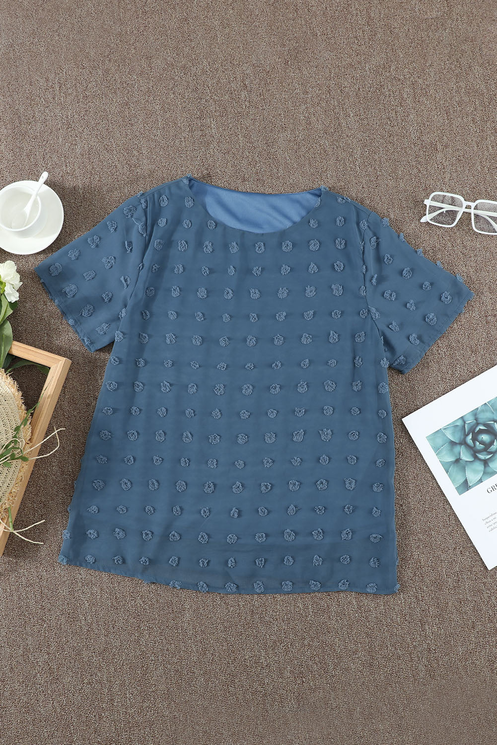 Blue Swiss Dot Top