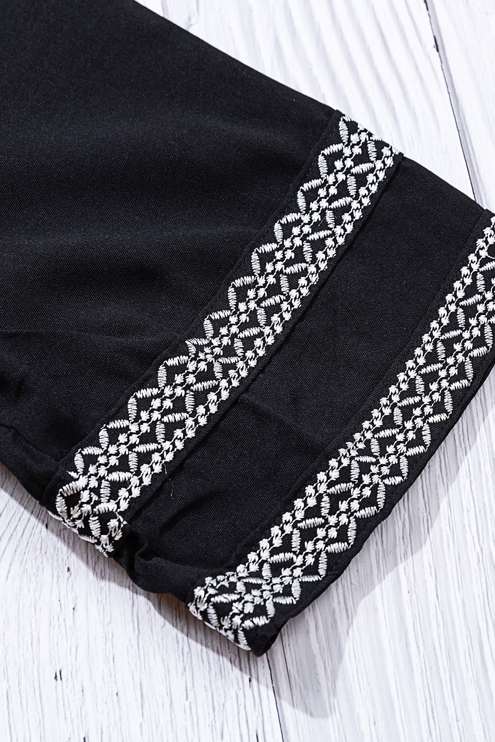 Black Geometric Embroidered Blouse