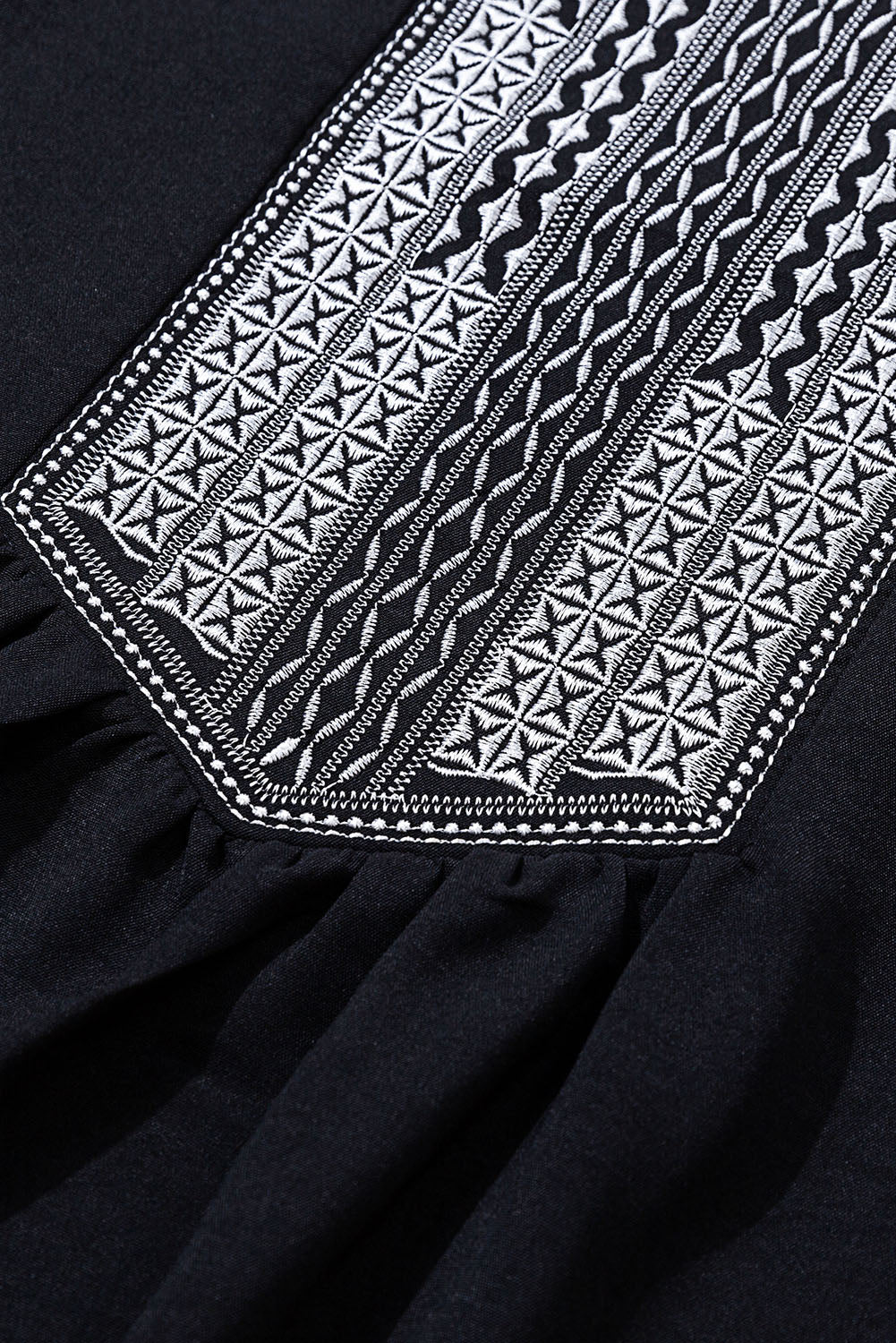 Black Geometric Embroidered Blouse