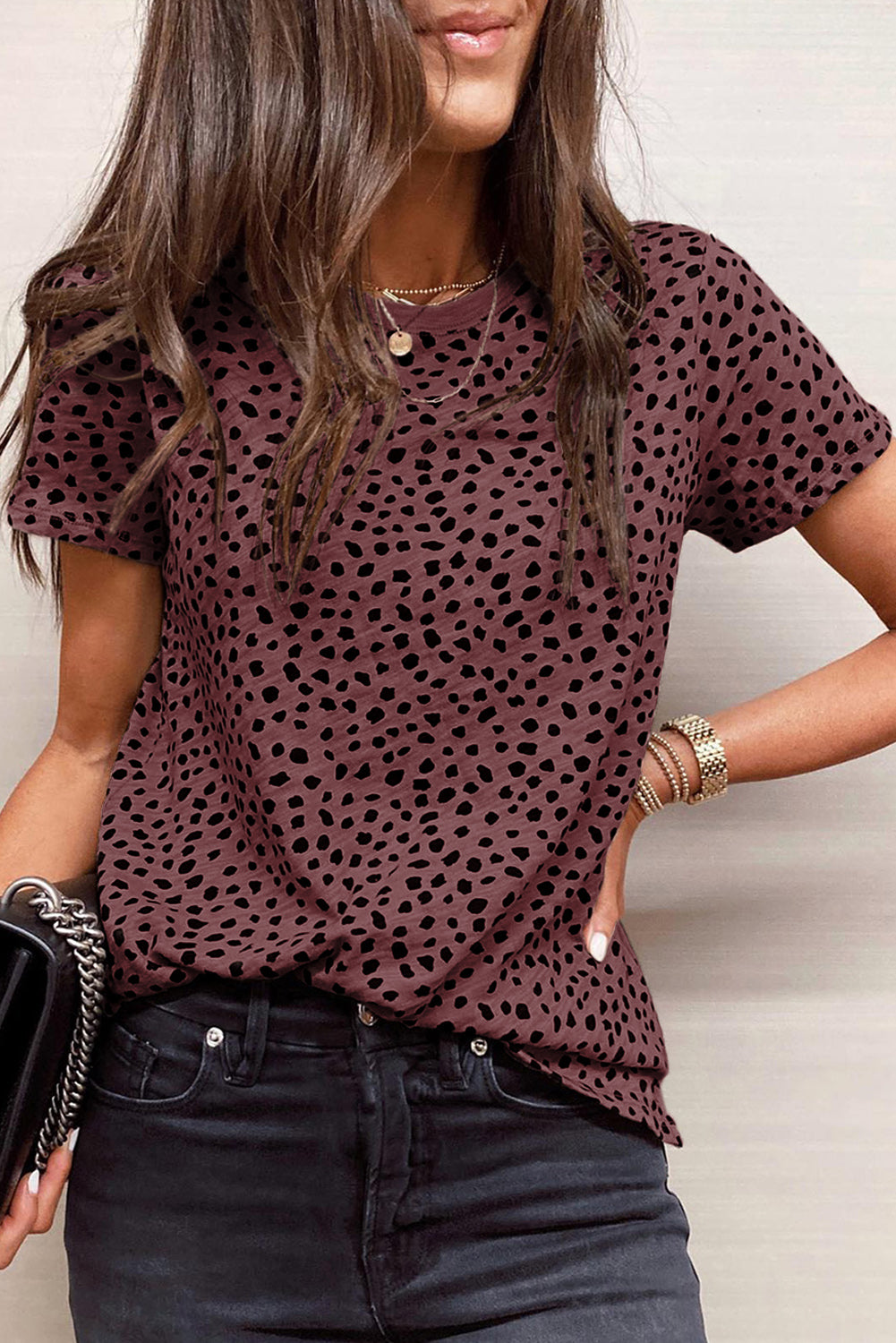 Mauve Cheetah Print Stretchy Tee