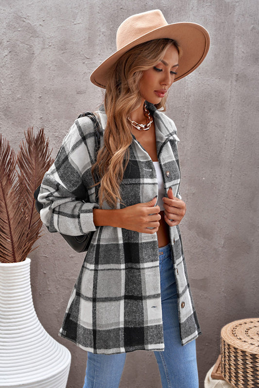 grey plaid shacket for women