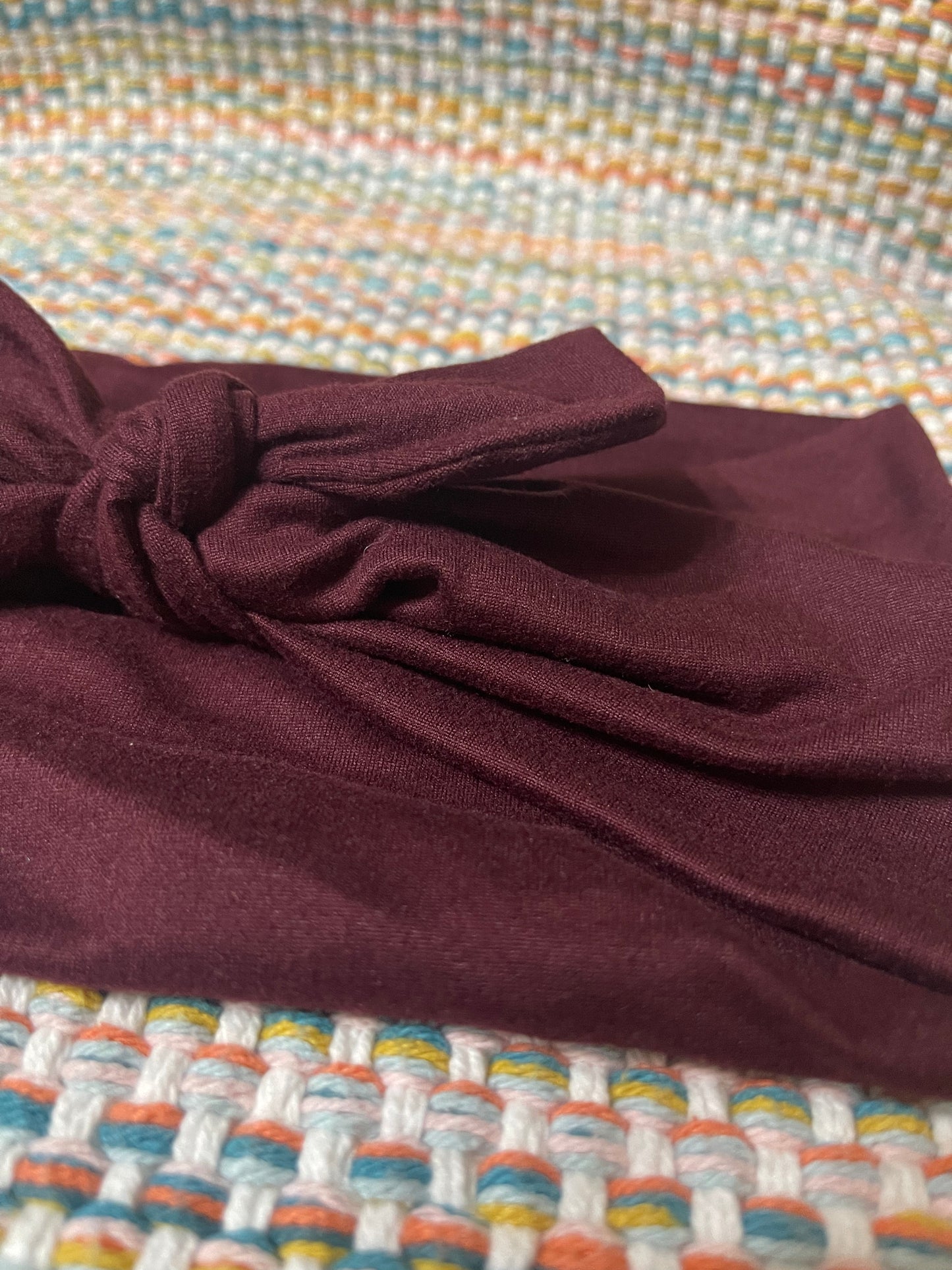 Solid Deep Berry Headhug-Faux Bow