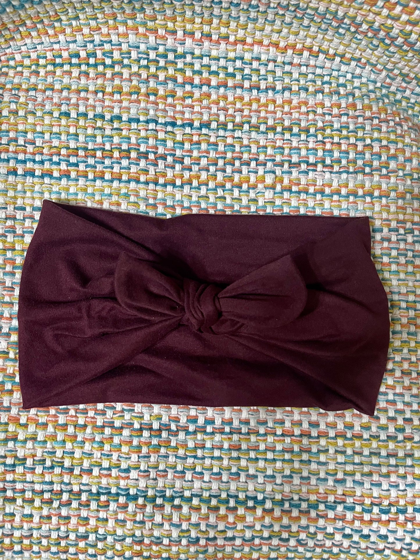 Solid Deep Berry Headhug-Faux Bow