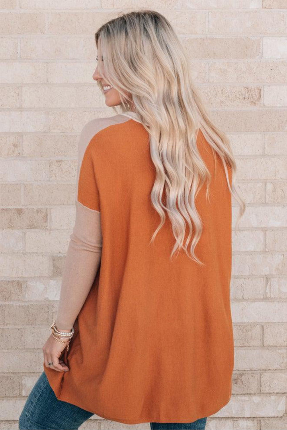 Orange Colorblock Tunic with Pockets