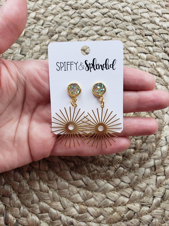 gold brass sunbeam earrings