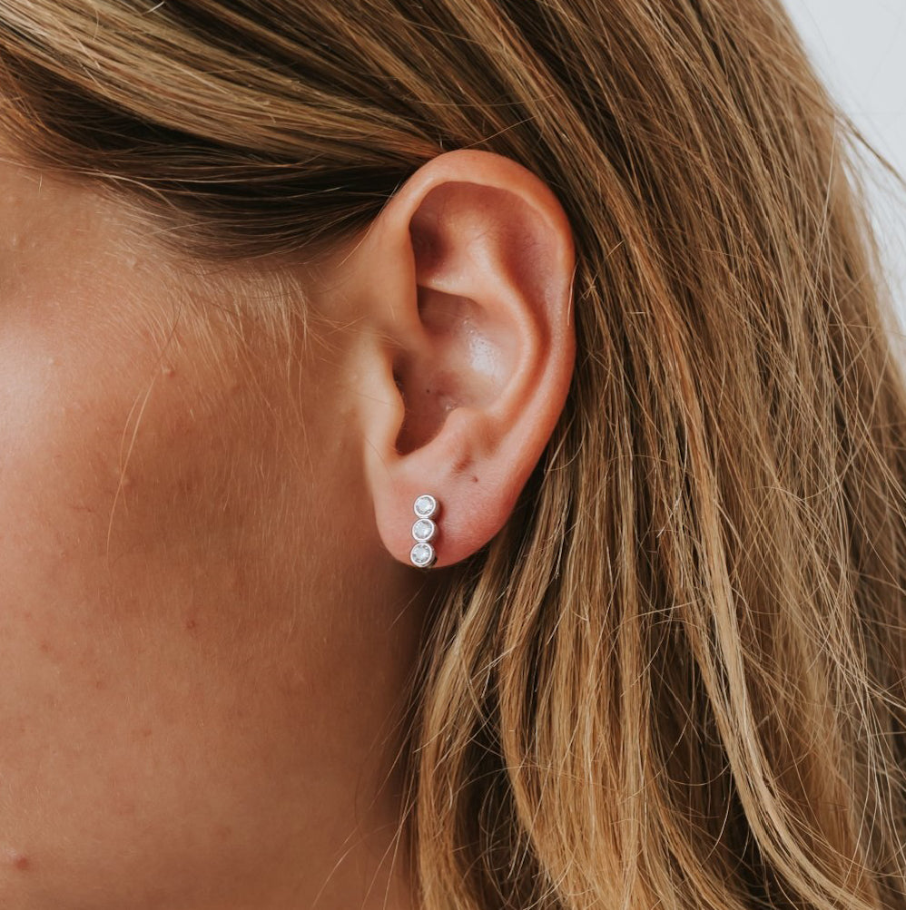 triple stud earring